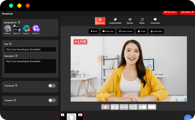Example of a live stream